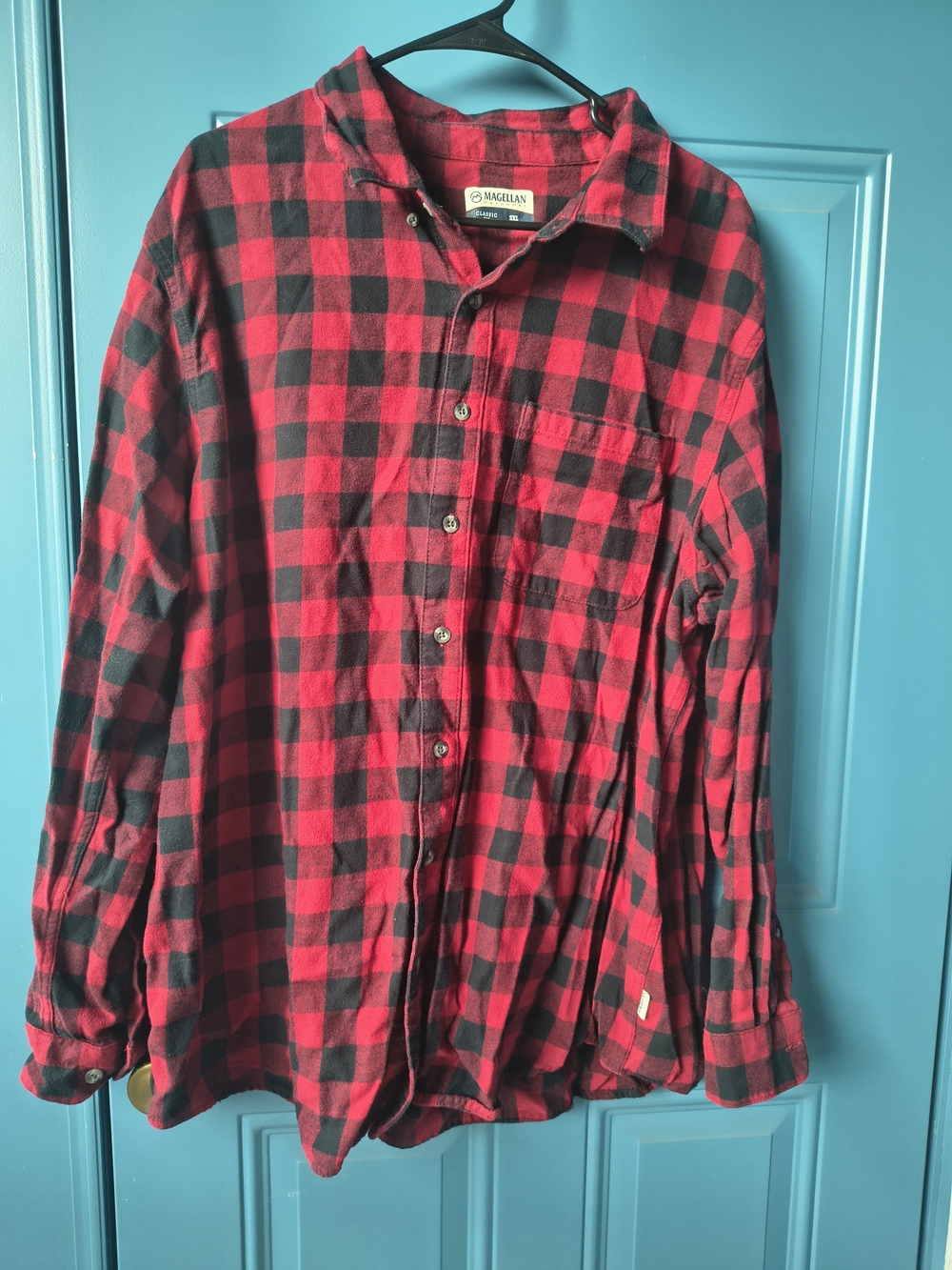 Magellan Outdoors Men’s Red and Black Buffalo Plaid Flannel Shirt